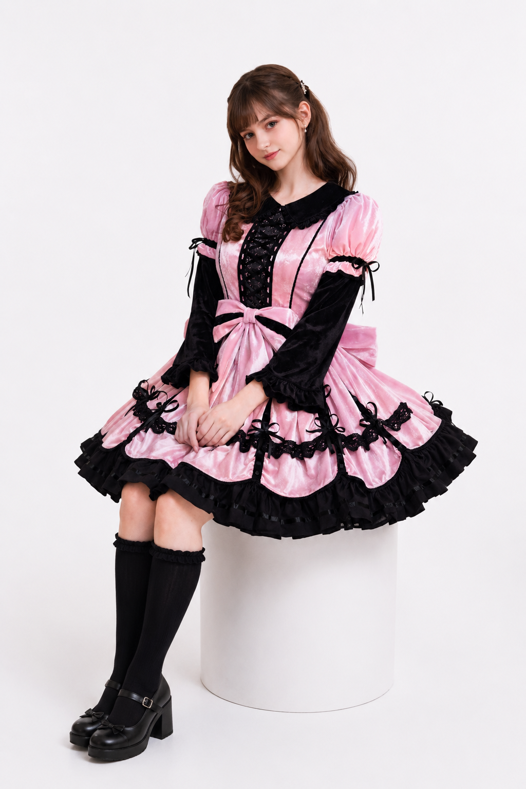 Baby Pink Velvet Dress G3964