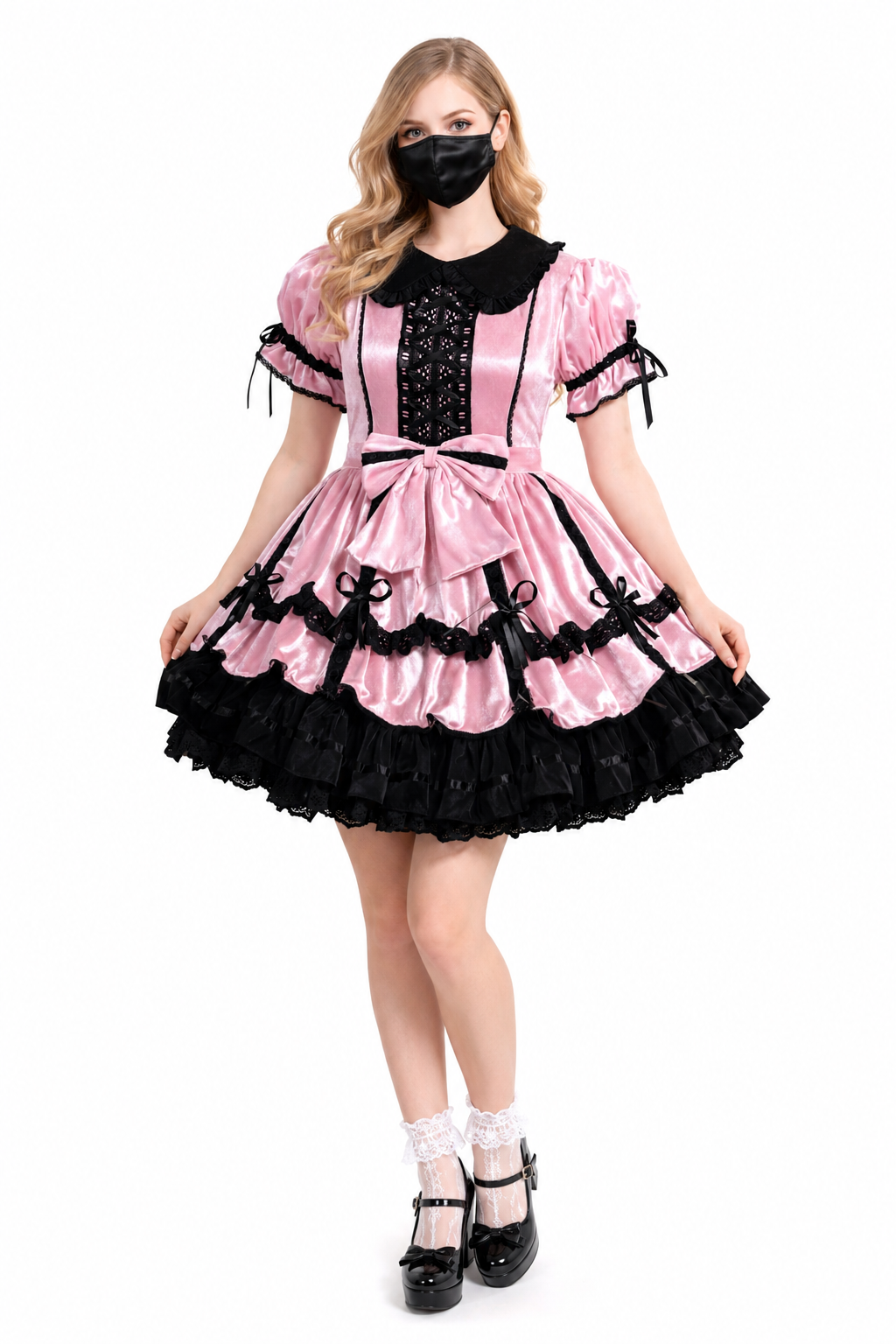 Baby-rosa Samtkleid G3965