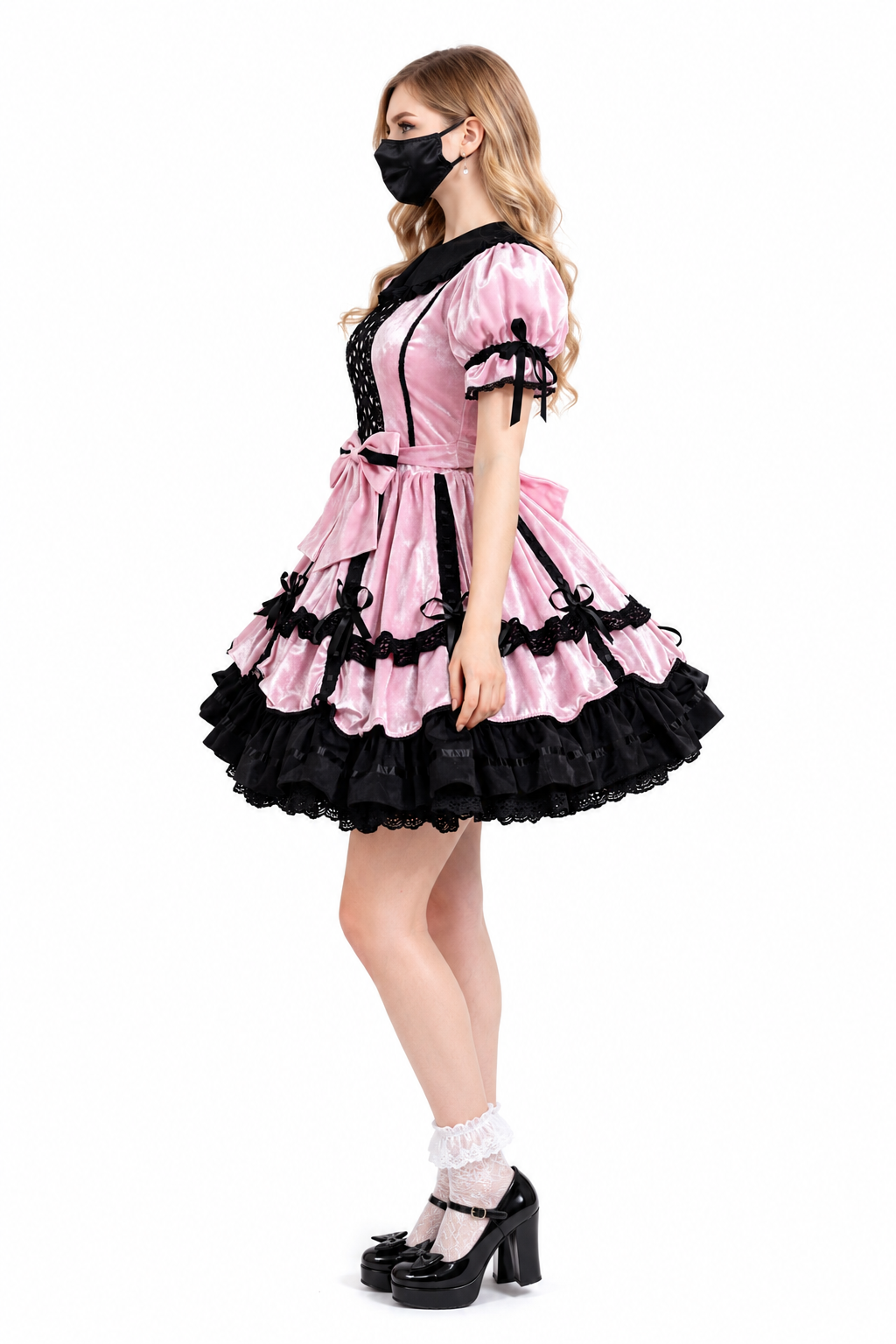 Baby-rosa Samtkleid G3965