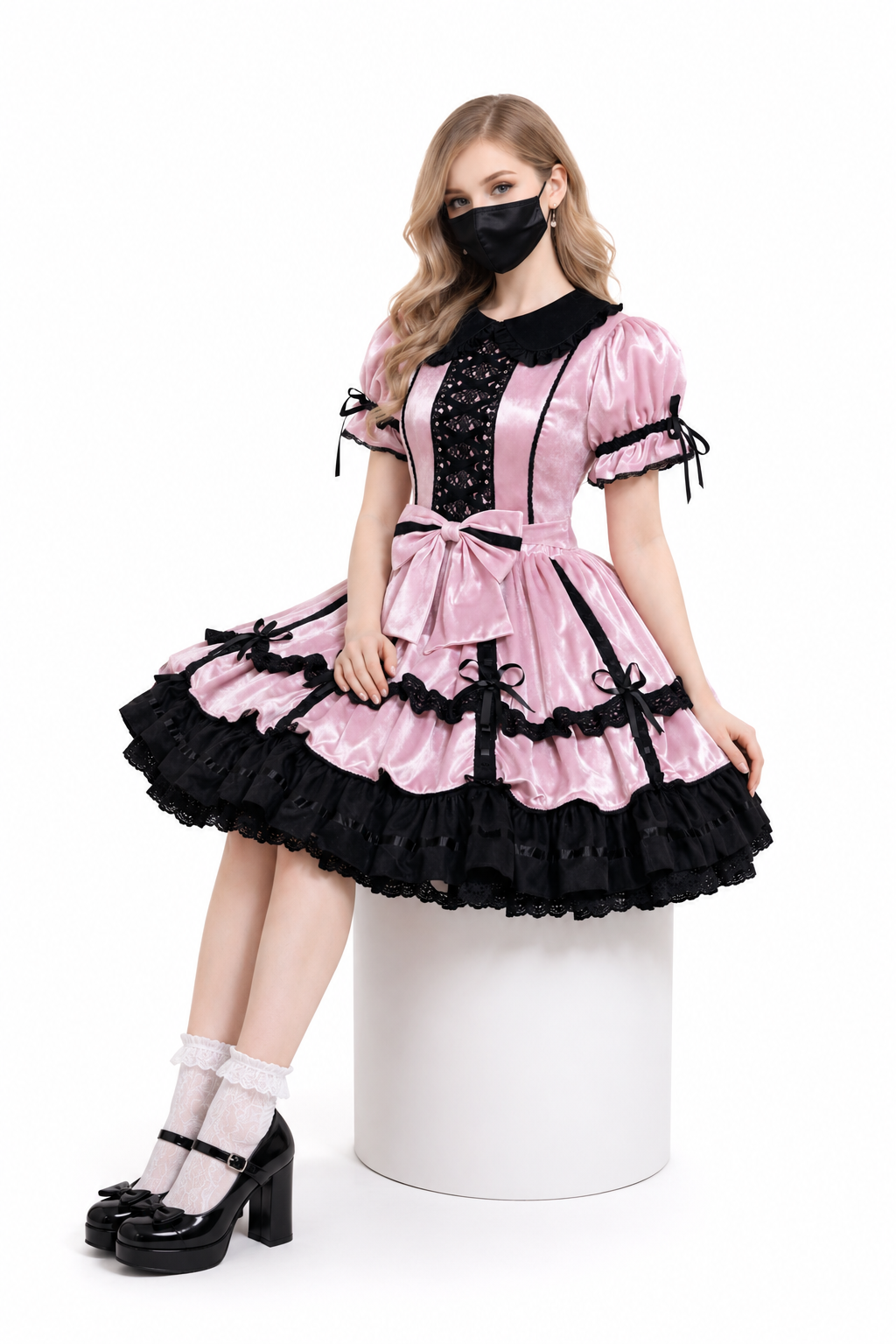 Baby-rosa Samtkleid G3965