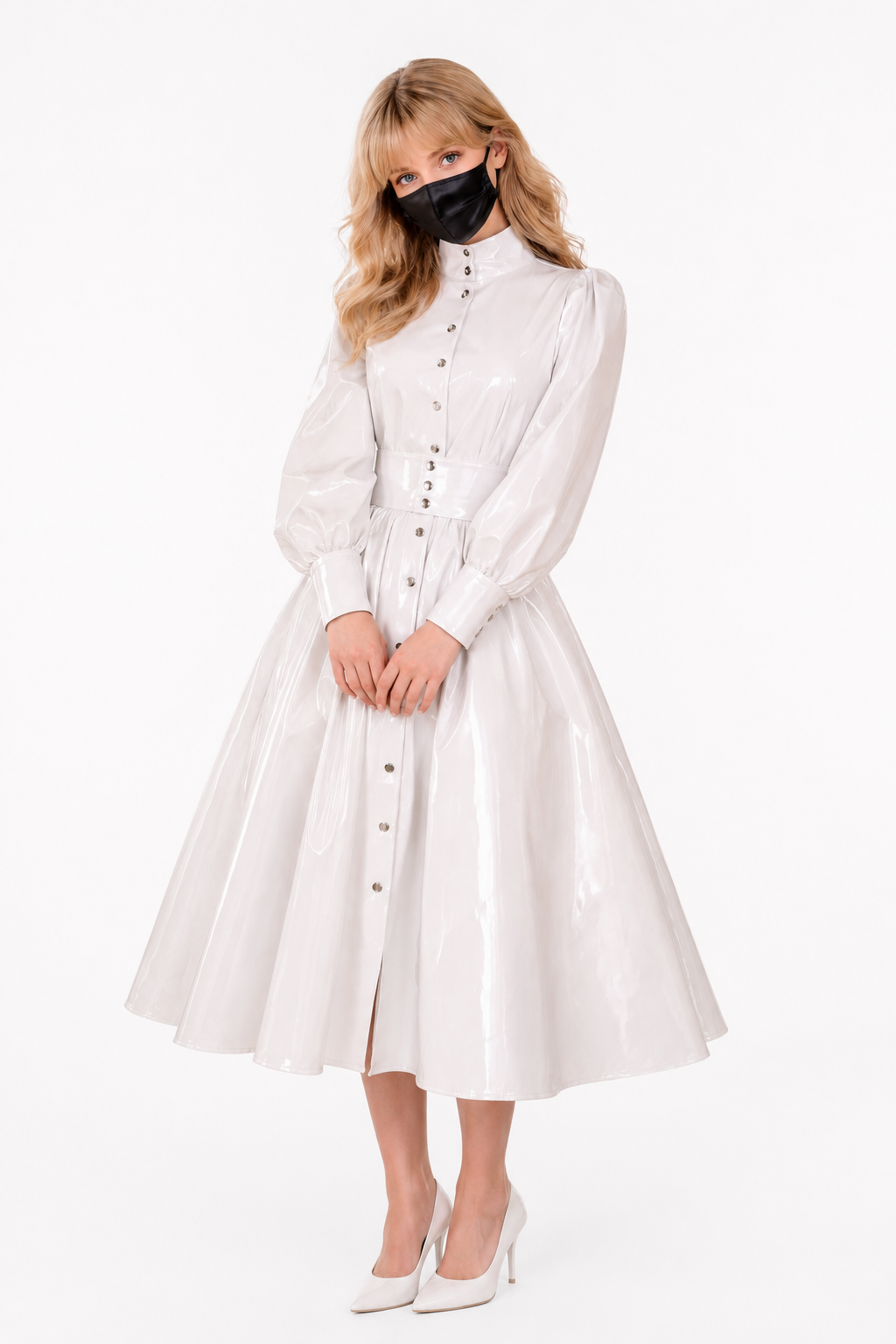 White Thin PVC Dress G3966