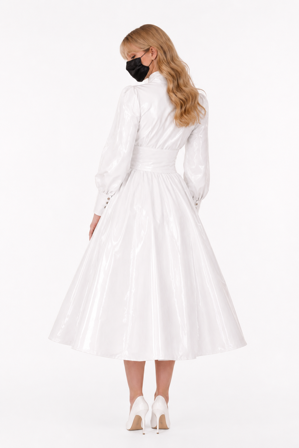 White Thin PVC Dress G3966