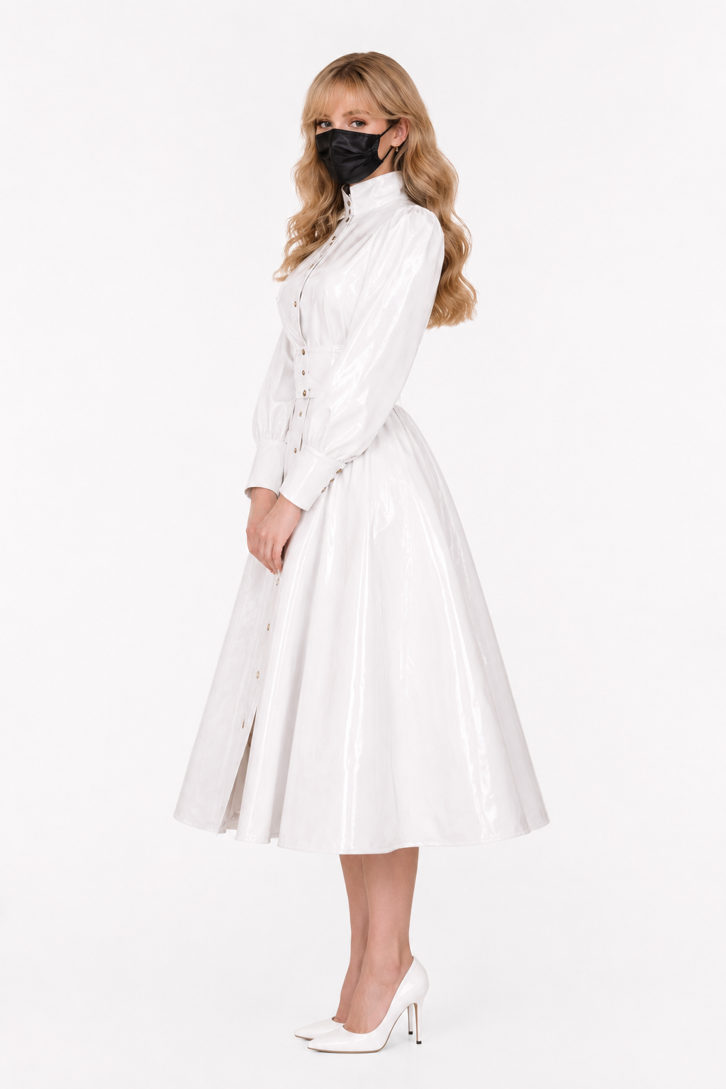 White Thin PVC Dress G3966