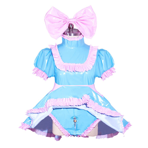 Combinaison courte bébé bleu pâle en PVC G3967