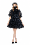Black Satin & Organza Dress G3968