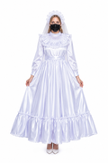 White Satin Long Dress G3972