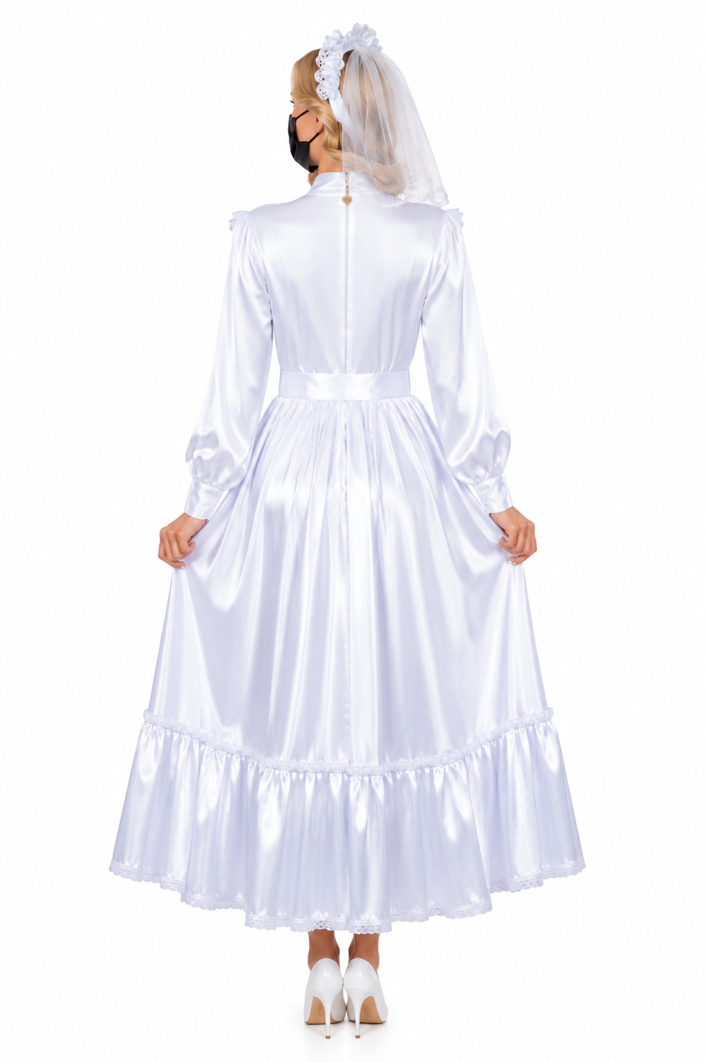 White Satin Long Dress G3972