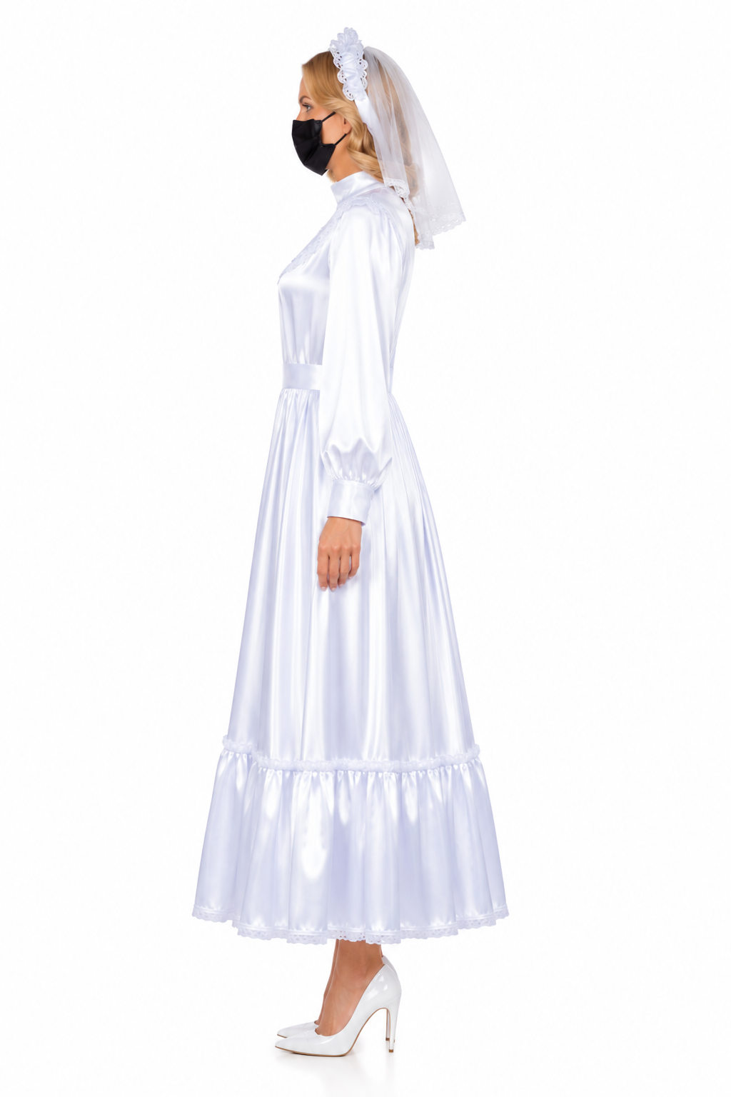 White Satin Long Dress G3972