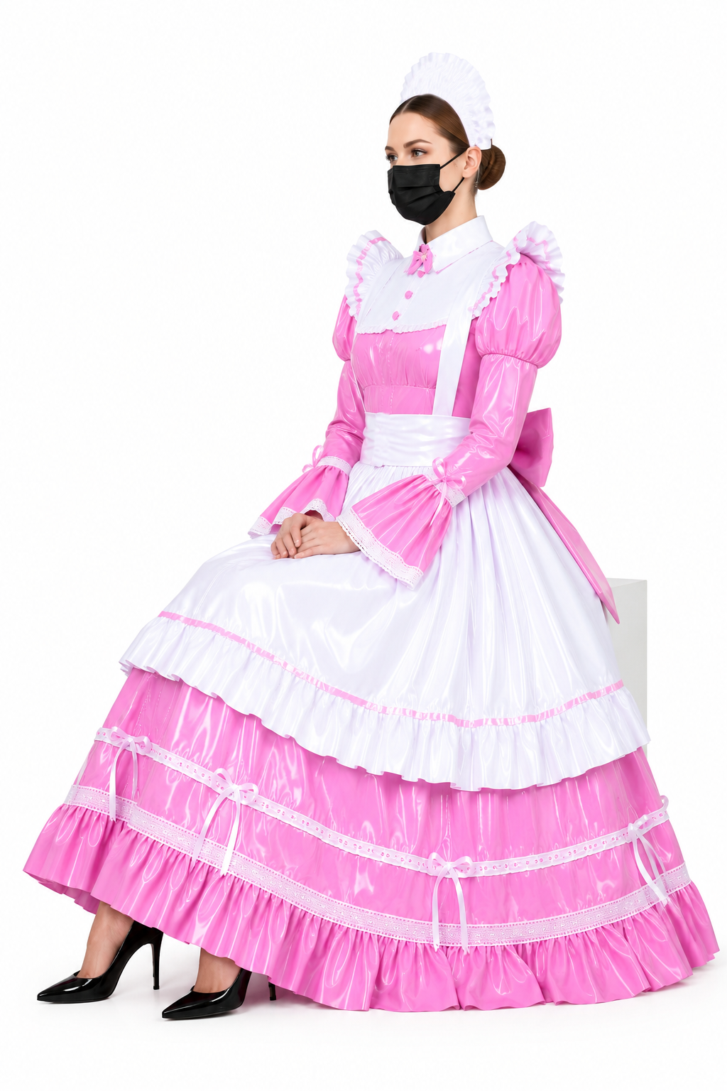 Pink Thin PVC Dress G3975