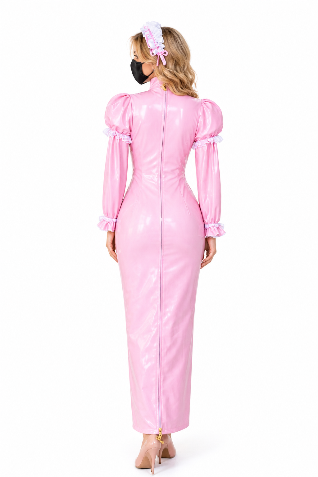 Pink Thin PVC Long Dress G3980