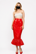 Red Thin PVC Skirt G3982