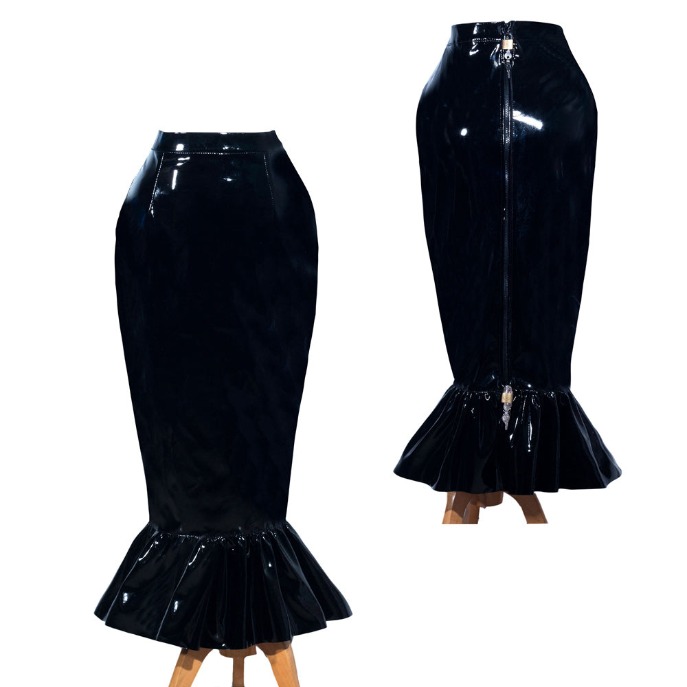Jupe noire fine en PVC G3983