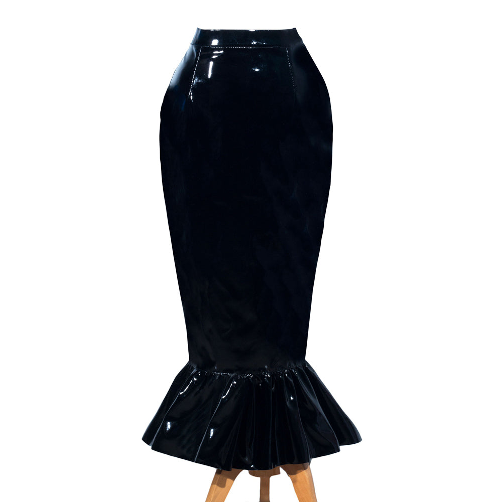 Jupe noire fine en PVC G3983