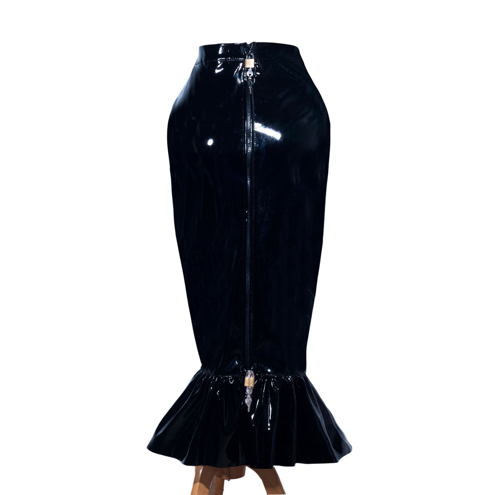 Jupe noire fine en PVC G3983