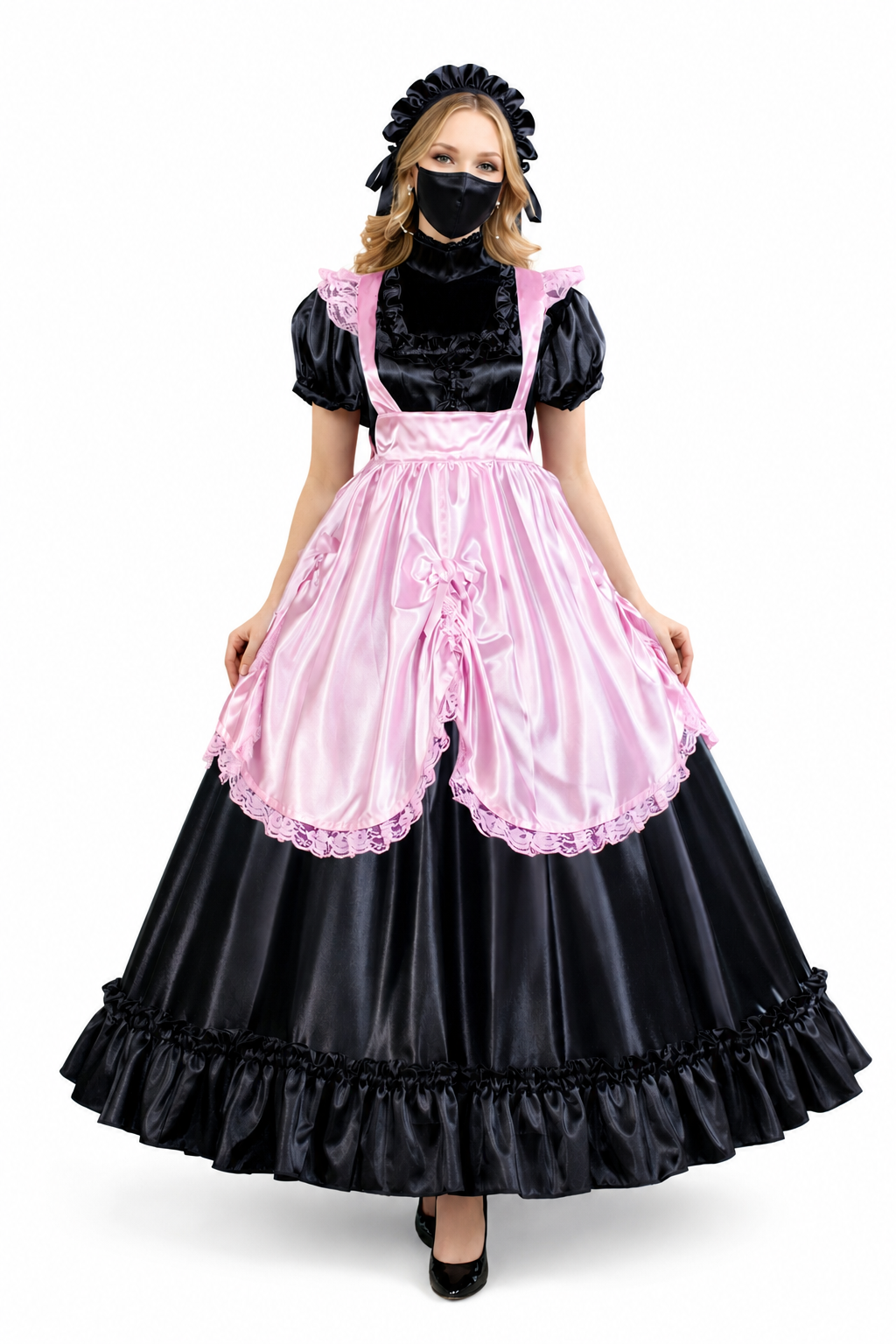 Schwarzes Satin-Kleid G3995