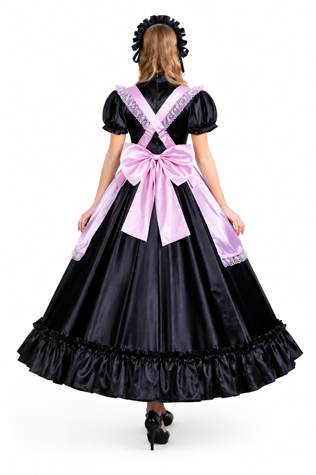 Schwarzes Satin-Kleid G3995