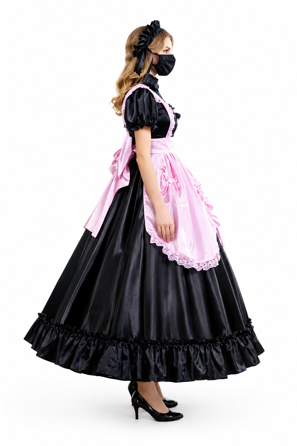 Schwarzes Satin-Kleid G3995