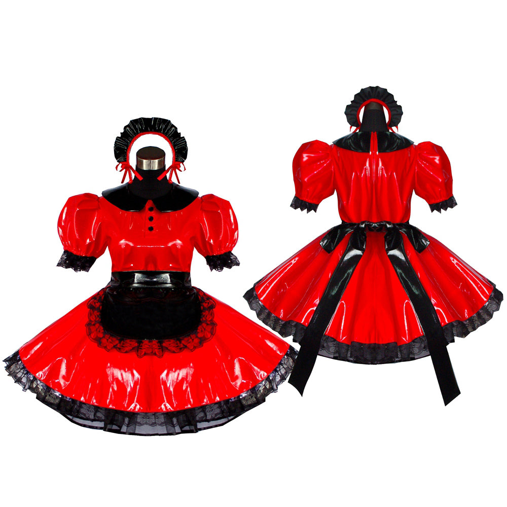 rotes, eng anliegendes PVC-Kleid G400