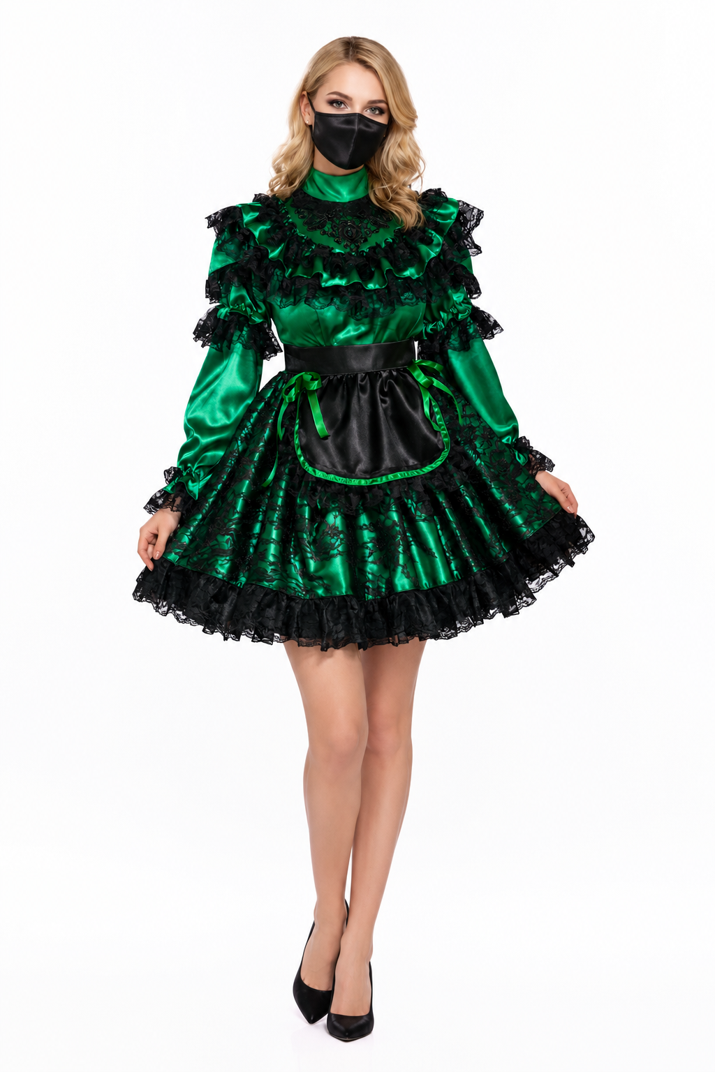 Green Satin Dress G4002