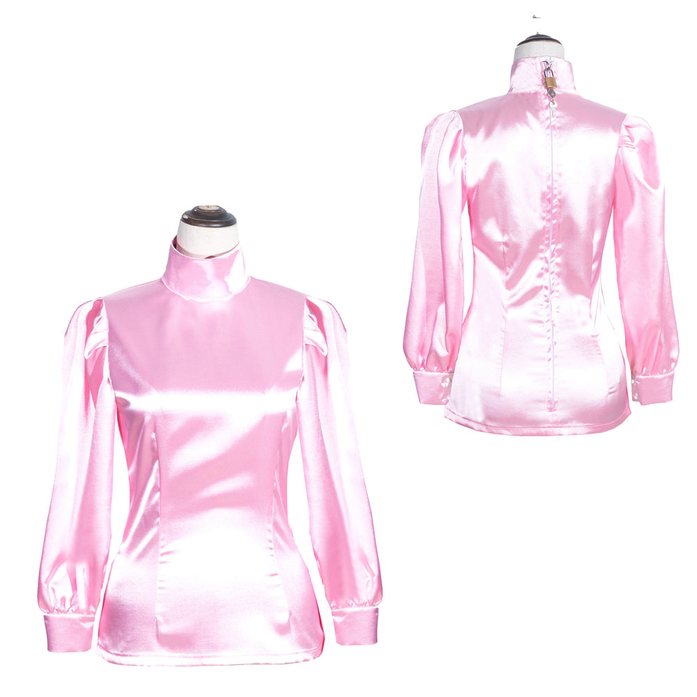 Chemisier en Satin Rose Bébé G4006