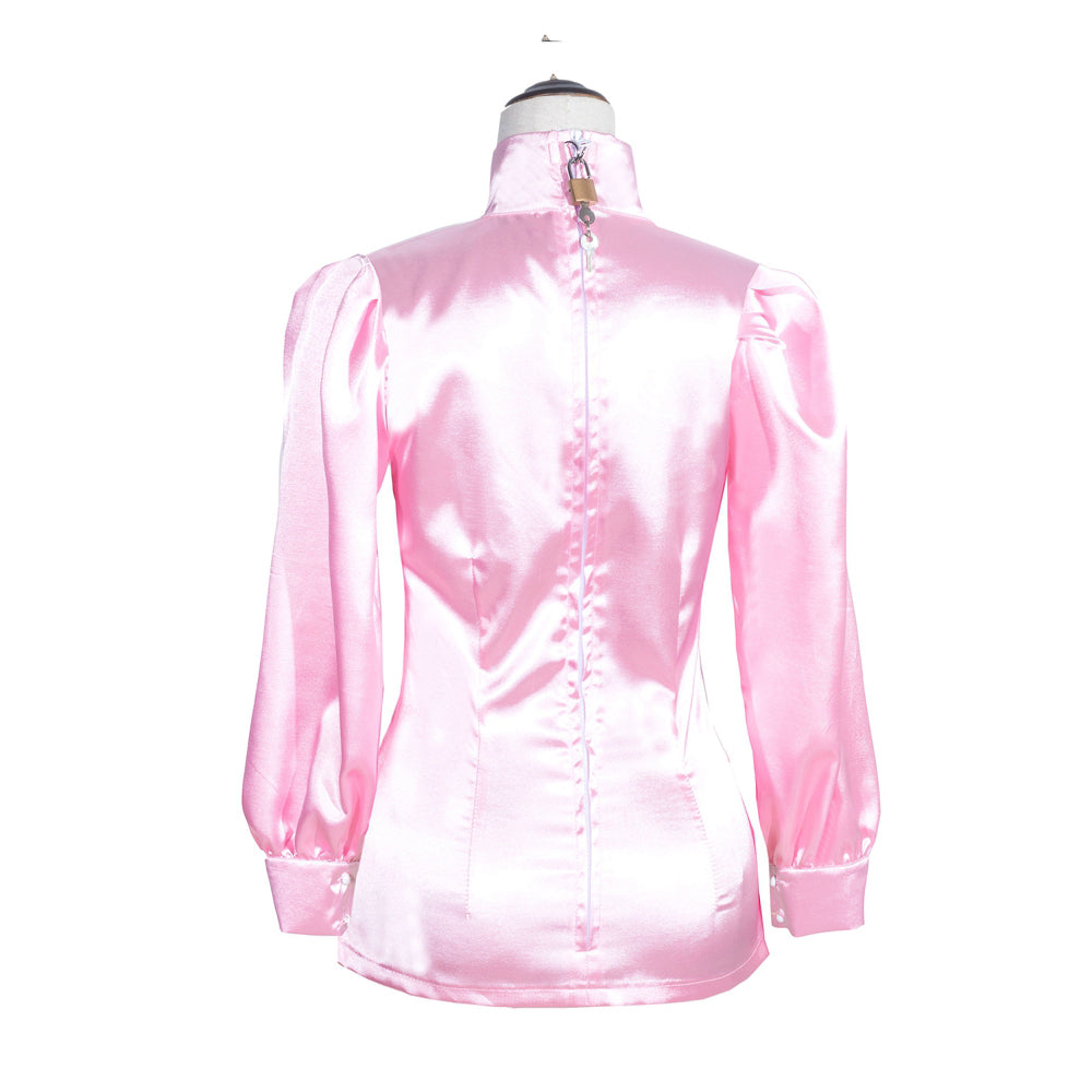 Chemisier en Satin Rose Bébé G4006
