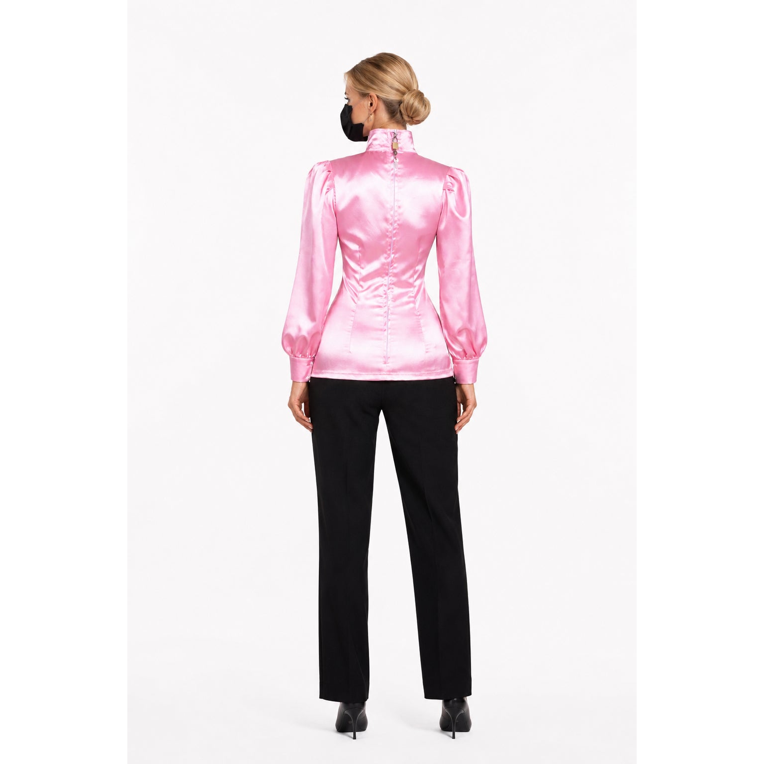 Chemisier en Satin Rose Bébé G4006