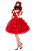 Red Satin Organza Dress G4009