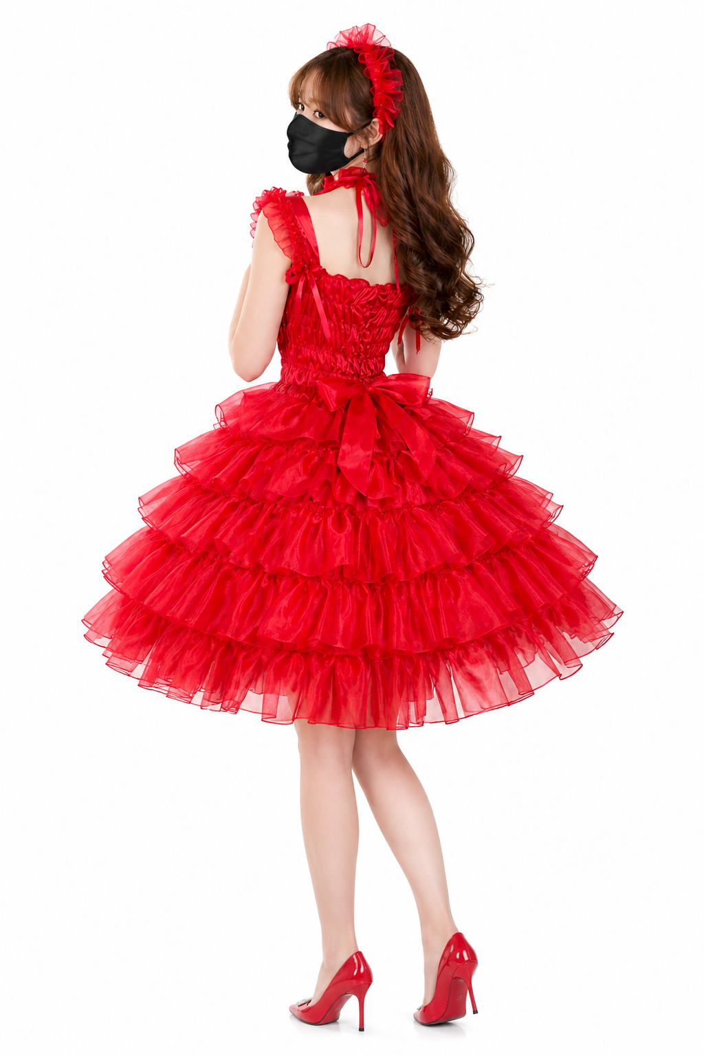 Red Satin Organza Dress G4009