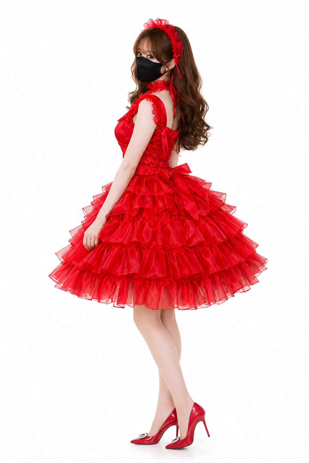 Red Satin Organza Dress G4009