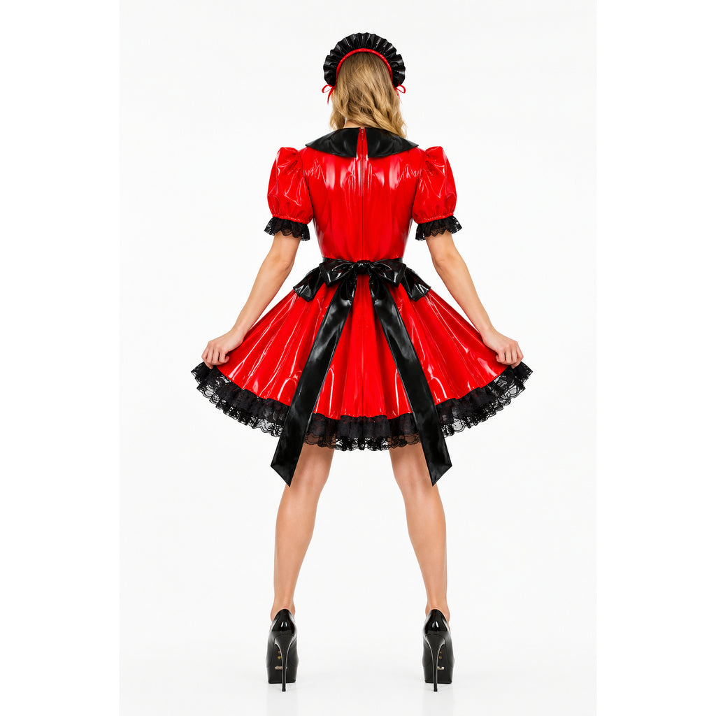 rotes, eng anliegendes PVC-Kleid G400