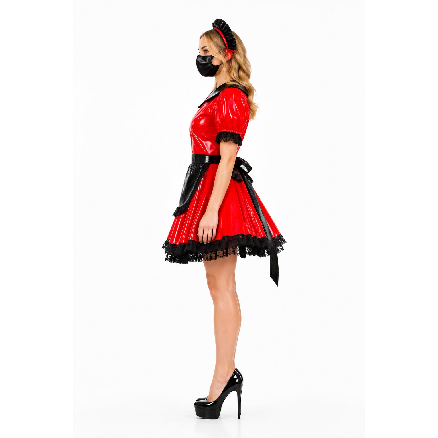rotes, eng anliegendes PVC-Kleid G400
