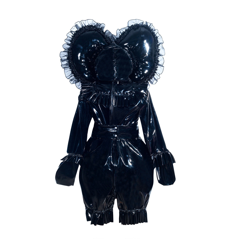 Combinaison Body Noire Fine en PVC G4011