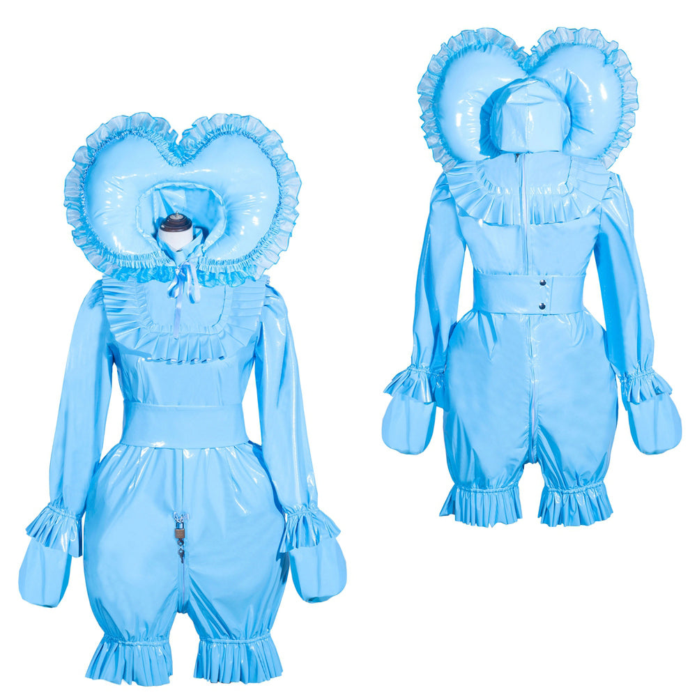 Body-string en PVC fin bleu clair, tenue G4013