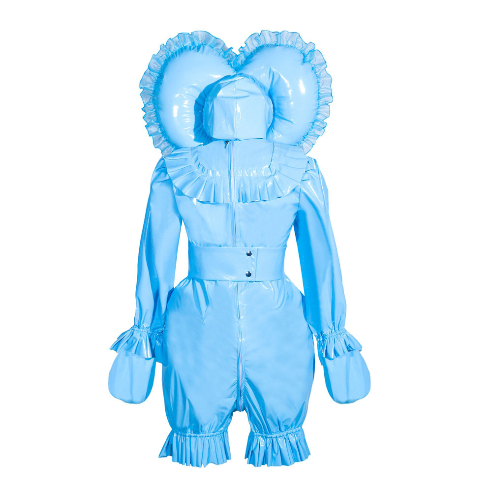 Body-string en PVC fin bleu clair, tenue G4013