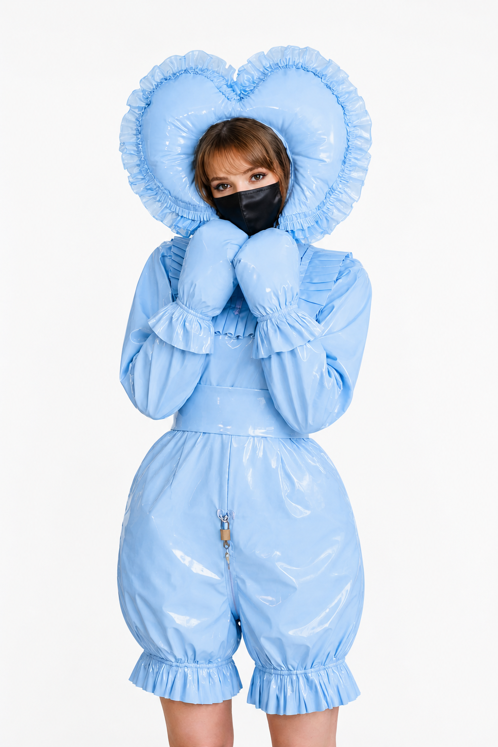 Babyblaue, dünne PVC-Bodysuit-Outfit G4013