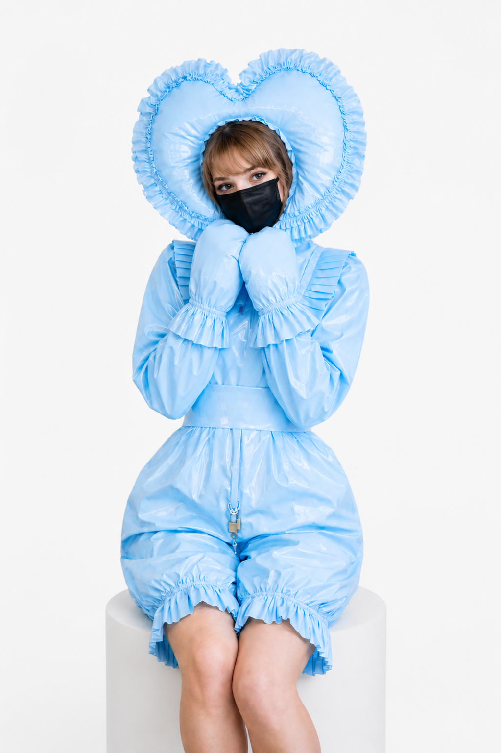 Babyblaue, dünne PVC-Bodysuit-Outfit G4013