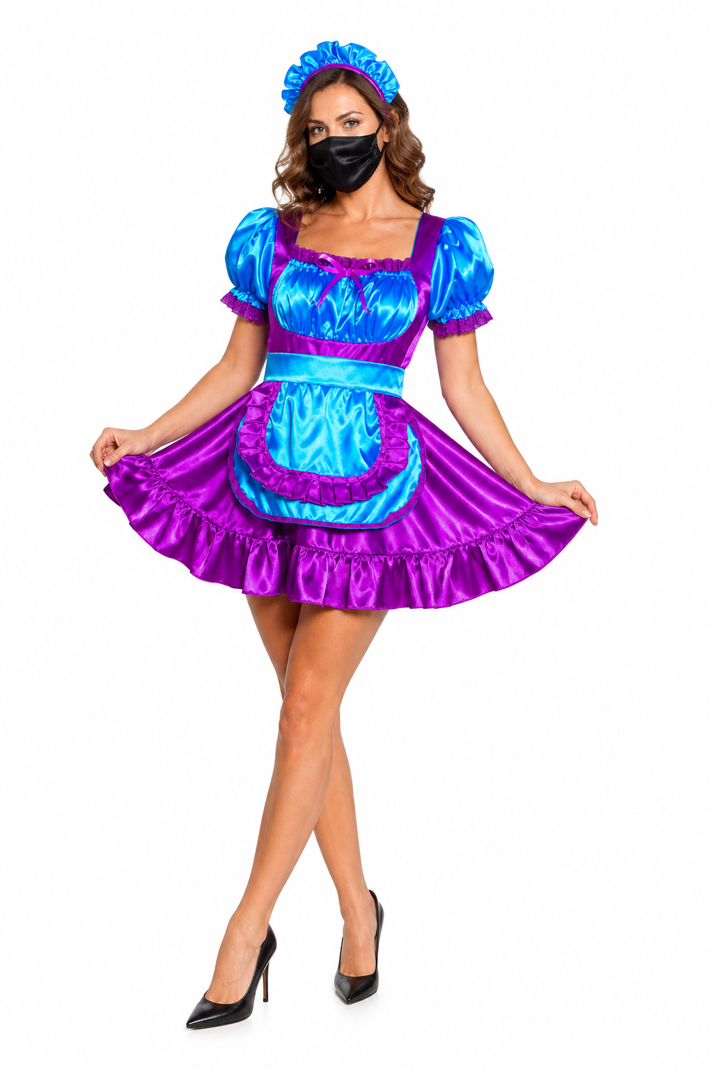 Robe en satin bleu et violet G4015