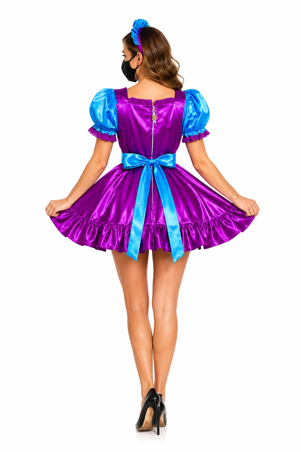 Robe en satin bleu et violet G4015
