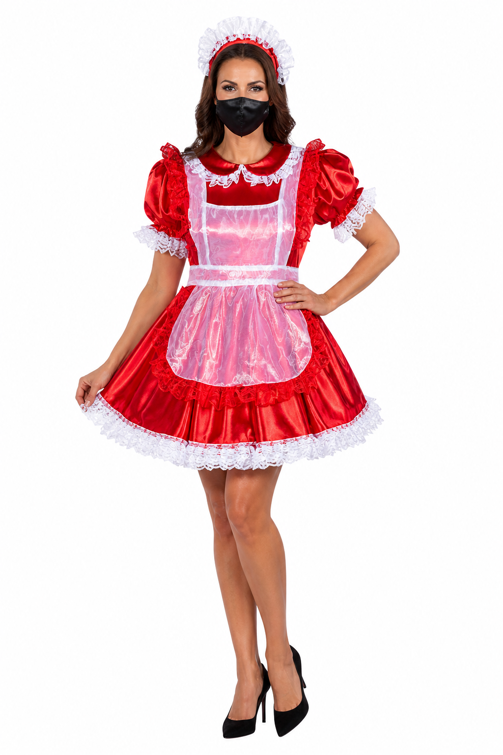 Red Satin & Organza Dress G4018
