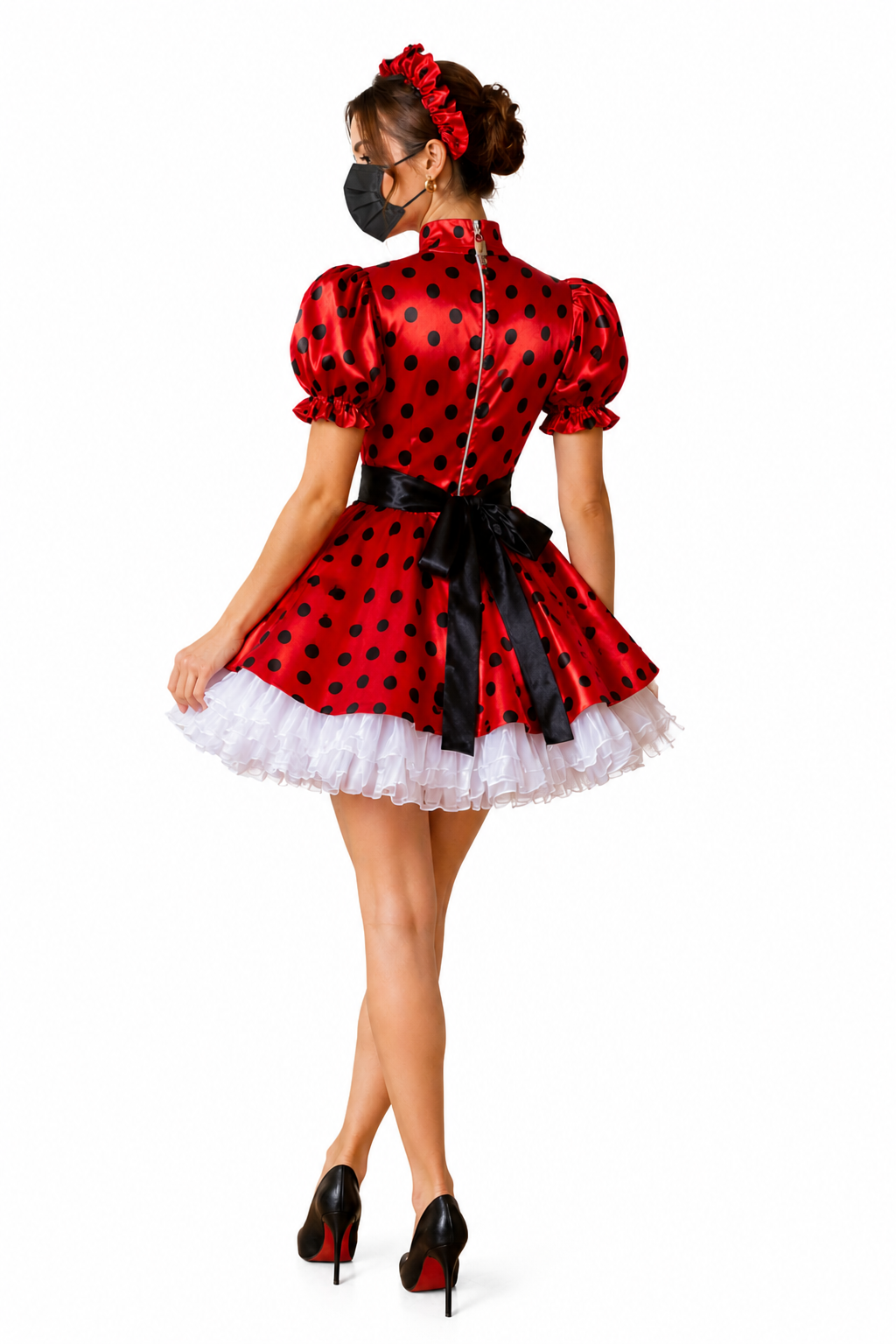 Red Polka Dot Satin Dress G4021