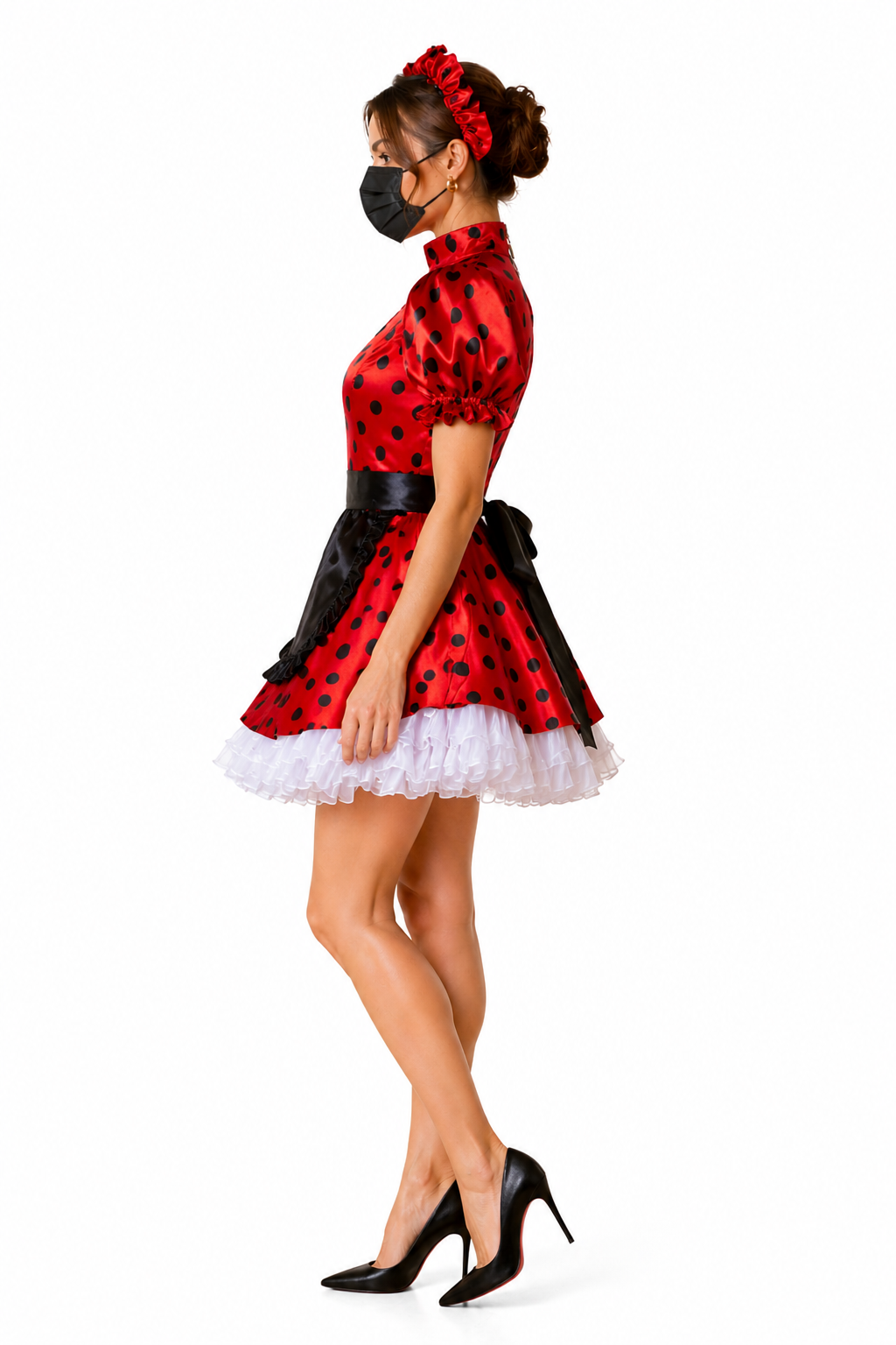 Red Polka Dot Satin Dress G4021