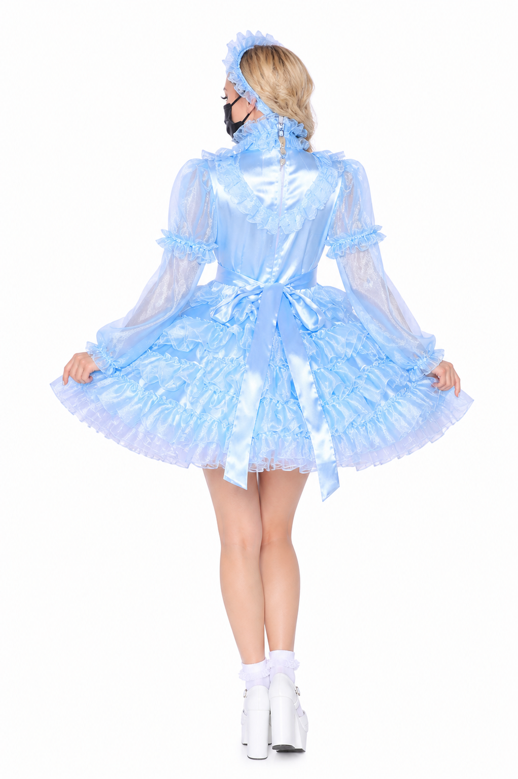 Baby Blue Satin & Organza Dress G4023