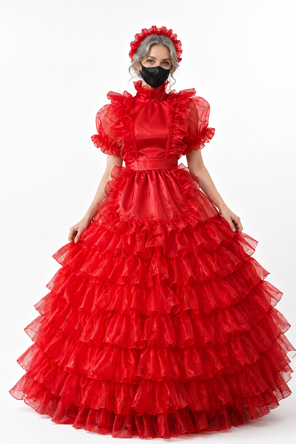 Red Satin & Organza Dress G4024
