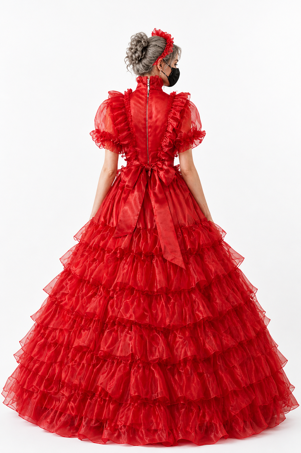 Red Satin & Organza Dress G4024
