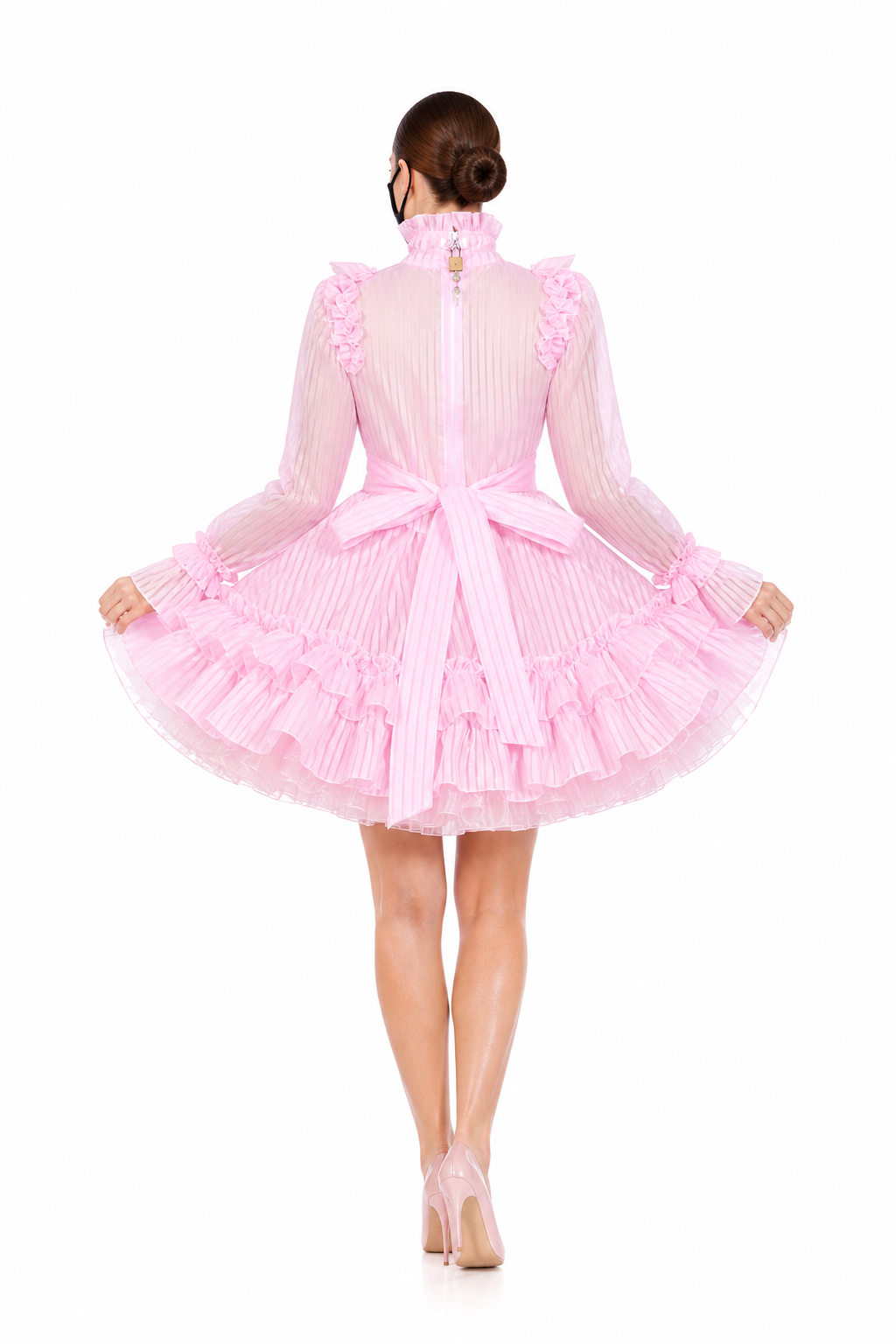 Pink Striped Organza Dress G4028