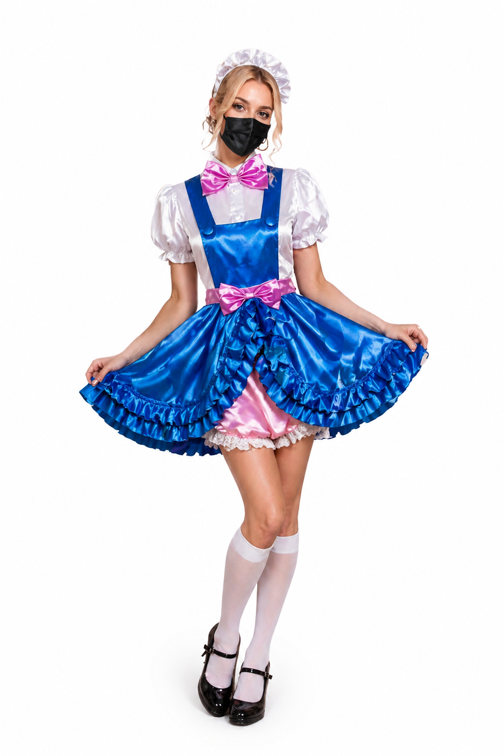 Blaues Satinkleid G4032