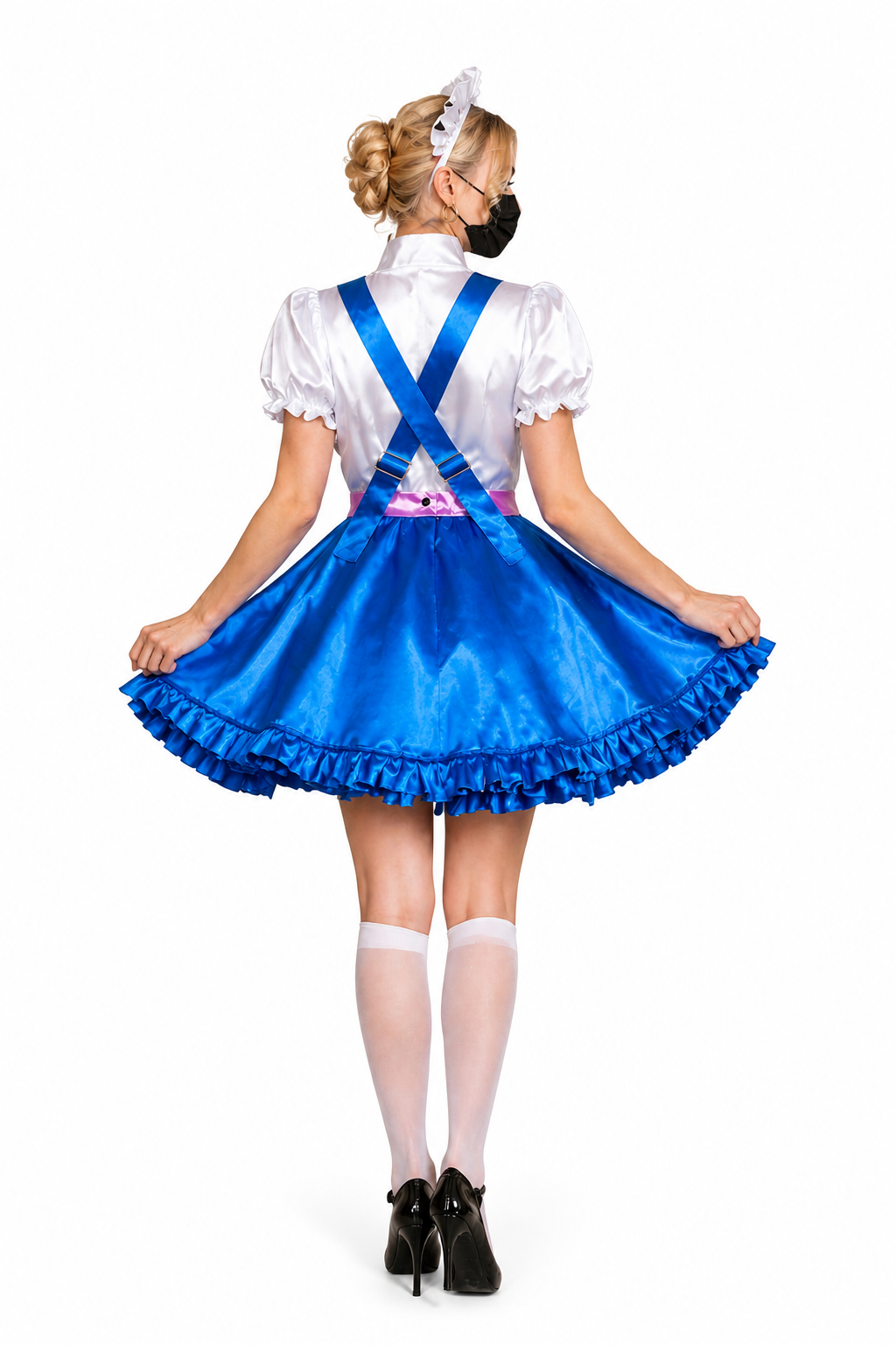 Blaues Satinkleid G4032