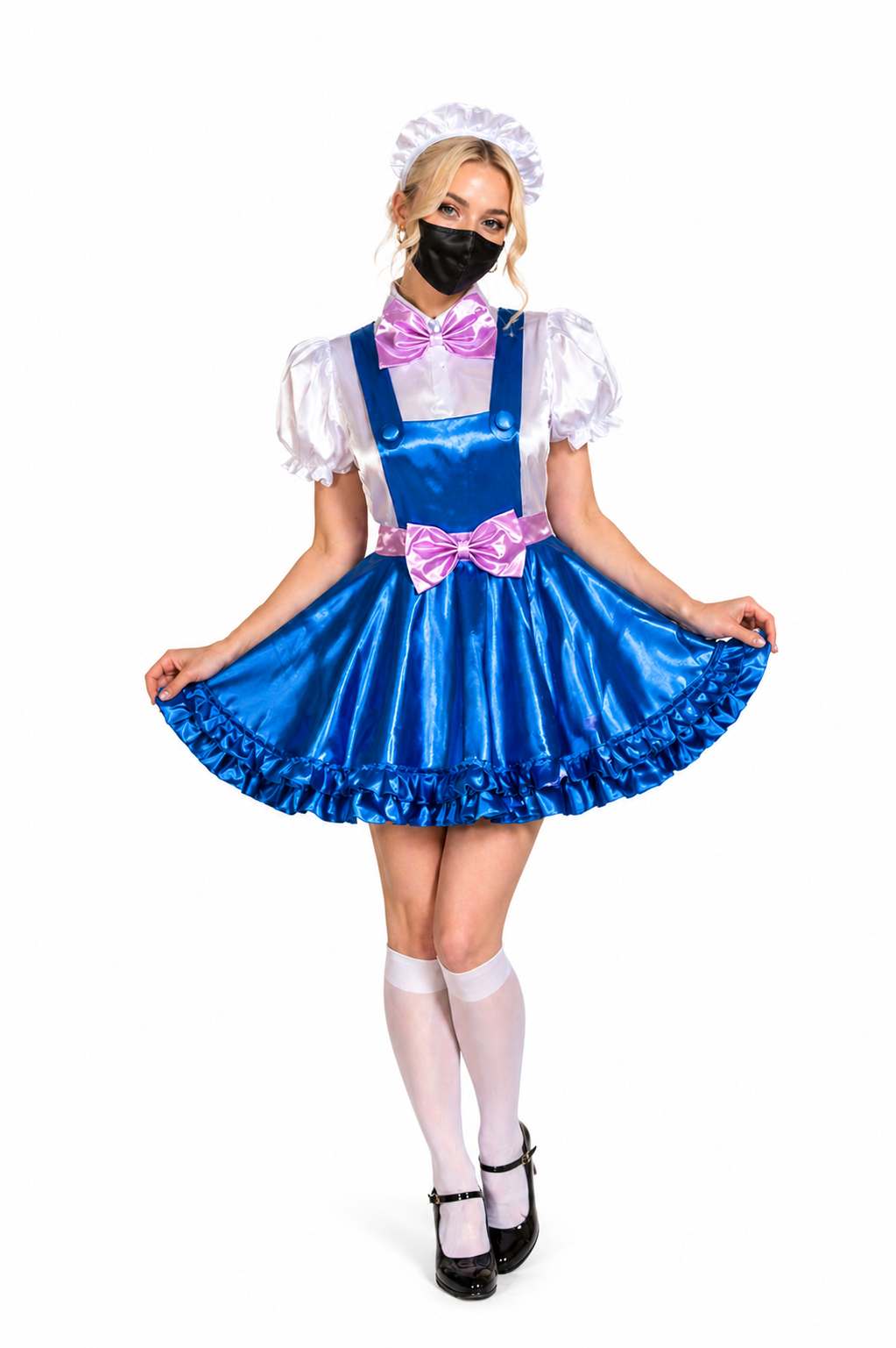 Blaues Satinkleid G4032