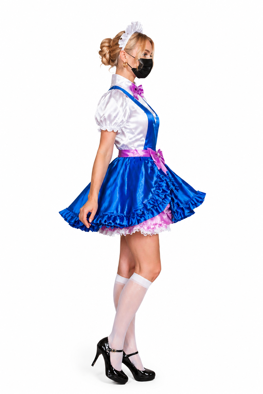 Blaues Satinkleid G4032