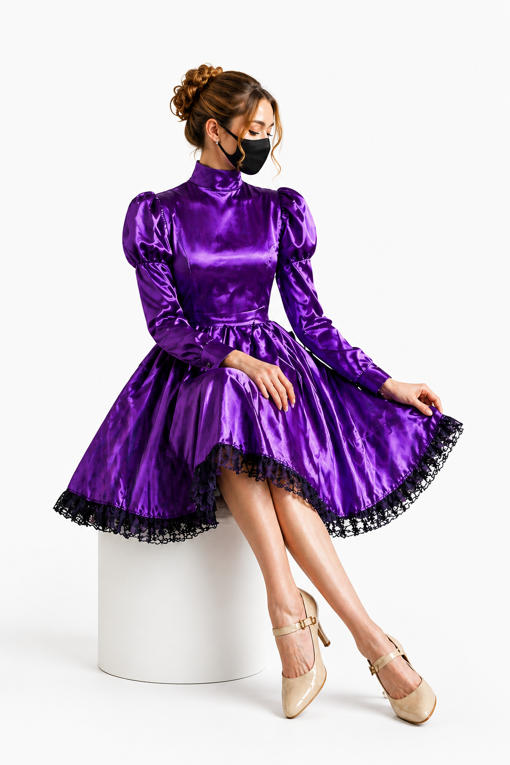 Purple Satin Dress G4033